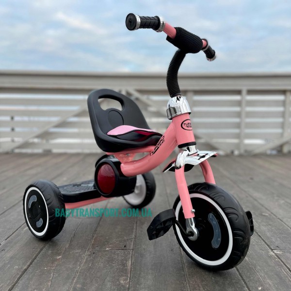 Триколісний велосипед з музикою та підсвічуванням коліс, для дівчинки, Turbotrike M 3650-7 ніжно-рожевий