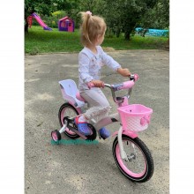 Велосипед для девочки 3-5 лет с корзиной и сиденьем для куклы CROSSER KIDS BIKE 14" розовый