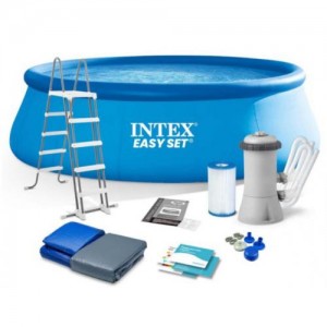 Басейн сімейний надувний зі сходами, насосом та тентом (457х122см) INTEX 26168