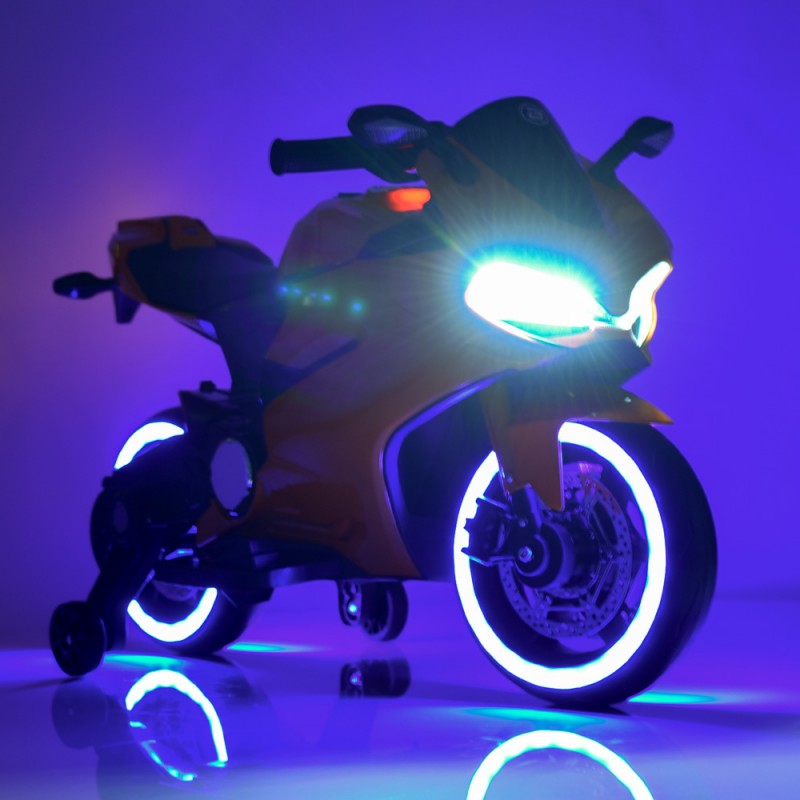 Детский электромотоцикл Ducati с LED-подсветкой колес, для детей 3-6 лет, Bambi Racer M 4104ELS-3 красный металлик