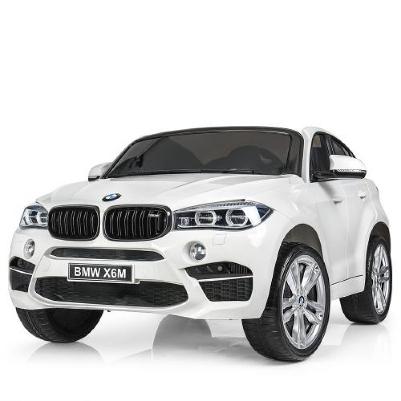 Детский двухместный электромобиль Джип BMW X6 с кожаным сиденьем JJ2168EBLR-1 белый