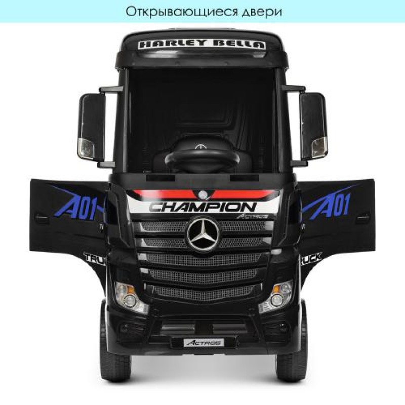 Дитячий електромобіль тягач (фура) Mercedes-Benz Actros Bambi M 4208EBLR-2 чорний