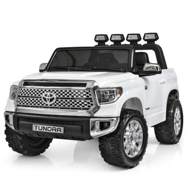 Детский двухместный электромобиль Toyota Tundra с кожаным сиденьем JJ2266AEBLR-1 белый