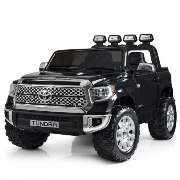 Дитячий двомісний електромобіль Toyota Tundra зі шкіряним сидінням JJ2266AEBLR-2 чорний