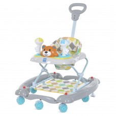 Дитячі музичні ходунки з ручкою 3в1 "Ведмедик" Bambi M 3656A-S-4 сірий