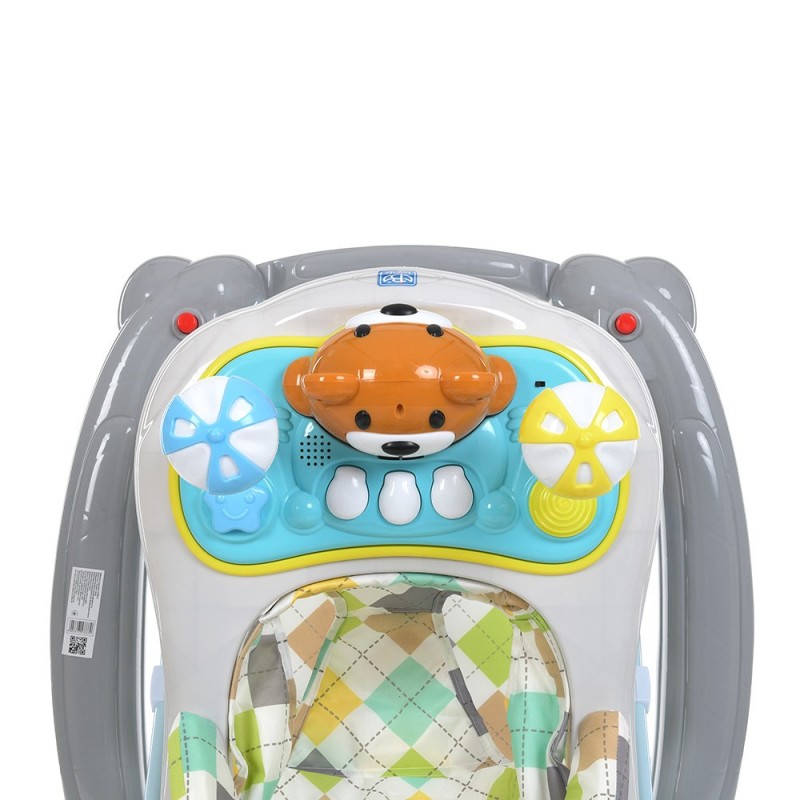 Детские музыкальные ходунки с ручкой 3в1 "Мишка" Bambi M 3656A-S-4 серый