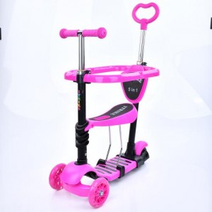Самокат-біговел 5в з ручкою та сидінням iTrike MAXI JR 3-103-P рожевий