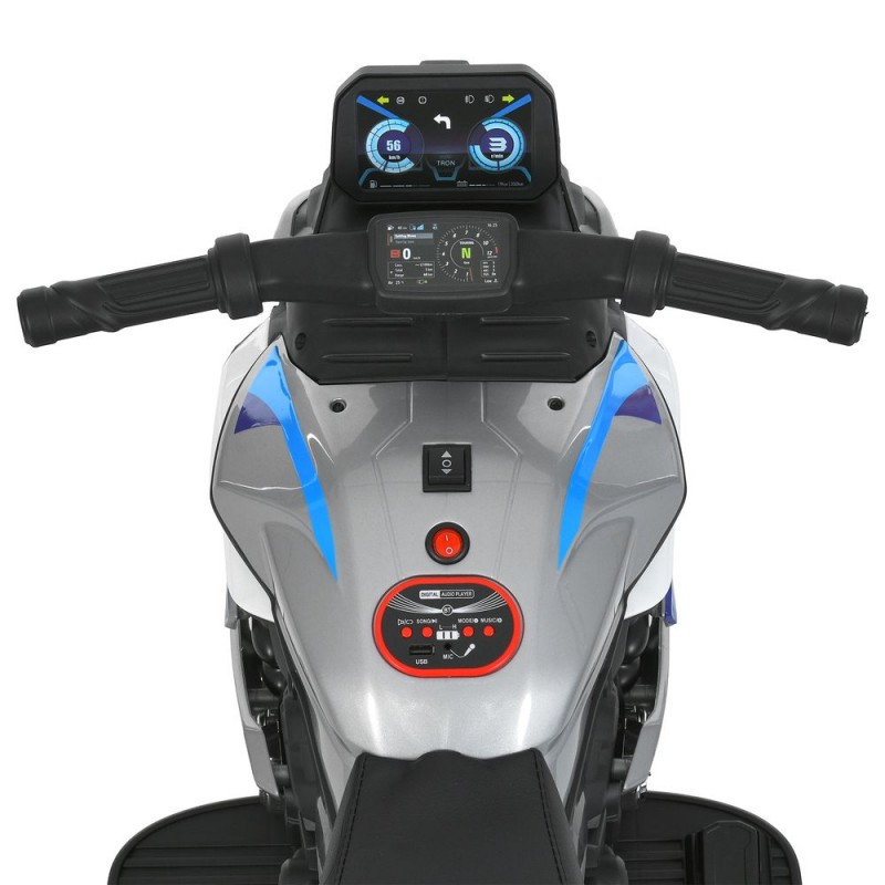 Дитячий триколісний електромотоцикл Bambi Racer M 6262EL-11 - для дітей до 4 років, акумуляторний, з музикою, світлом та Bluetooth, сірий