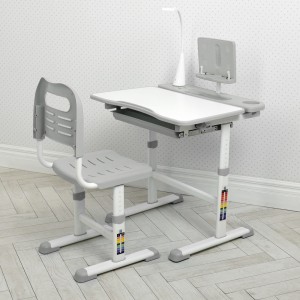 Детская парта BAMBI M 4428-11 с регулируемой высотой, LED-лампой и подставкой для книг, серая