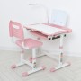 Регульована дитяча парта BAMBI M 5068-8-2 з LED-лампою, підставкою для книг та висувною полицею, рожева