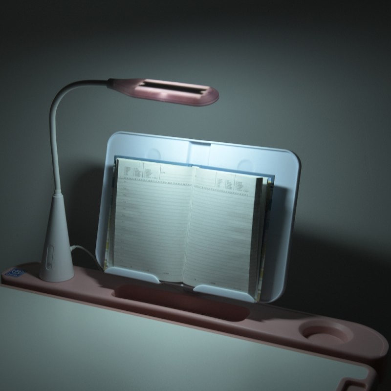 Регульована дитяча парта BAMBI M 5068-8-2 з LED-лампою, підставкою для книг та висувною полицею, рожева