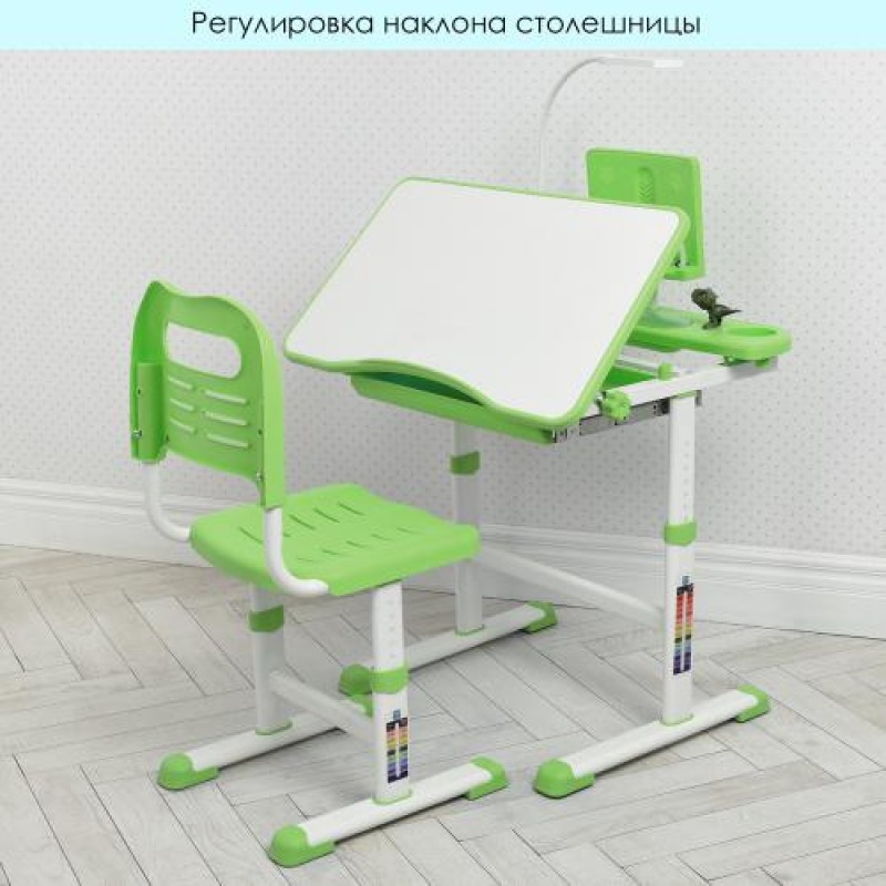 Дитяча парта BAMBI M 4428-5 з регульованою висотою, LED-лампою та підставкою для книг, зелений