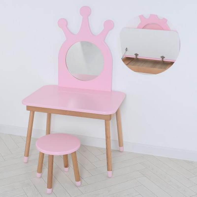 Детское трюмо со стульчиком и ящиком Принцесса 03-01PINK-BOX розовый