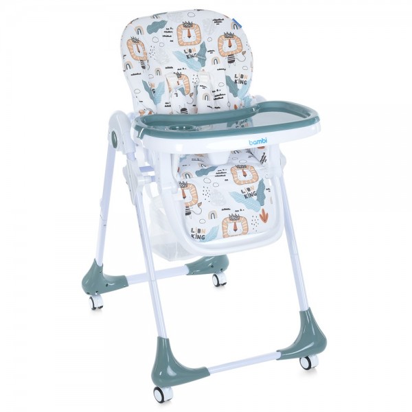 Стільчик для годування на колесах BAMBI M 3233 Lion King Teal бірюзовий