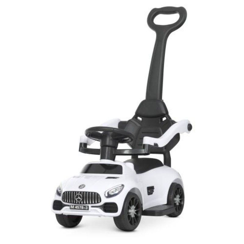 Дитячий толокар із ручкою в стилі Mercedes від Bambi M 4578-1 білий