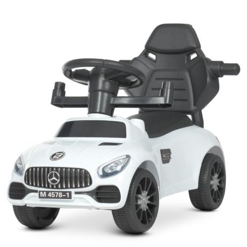 Дитячий толокар із ручкою в стилі Mercedes від Bambi M 4578-1 білий