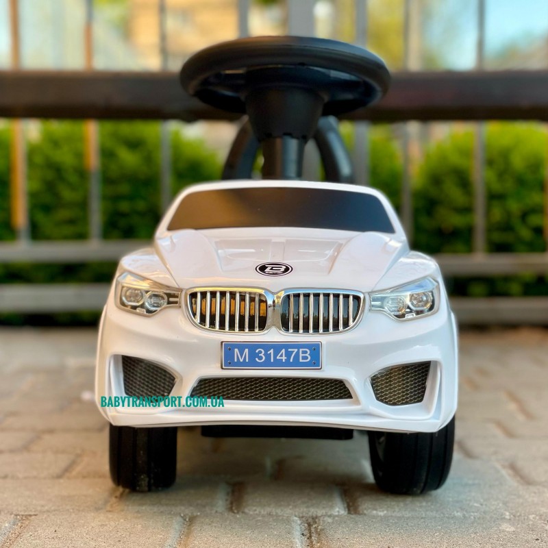 Каталка-толокар BMW з гумовими колесами Bambi M 3147B-1 білого кольору