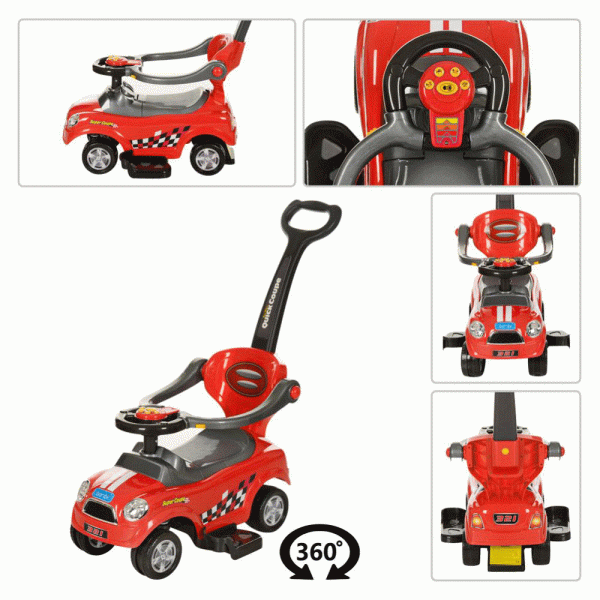 Детский толокар-каталка с родительской ручкой BAMBI 321-3 красный 