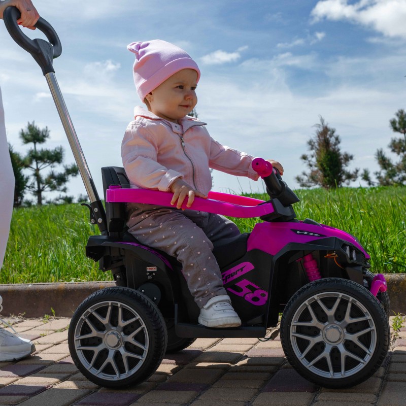 Дитячий толокар-електромобіль 3в1 з ручкою Bambi Racer M 5782EBLR-9 ​​фіолетовий