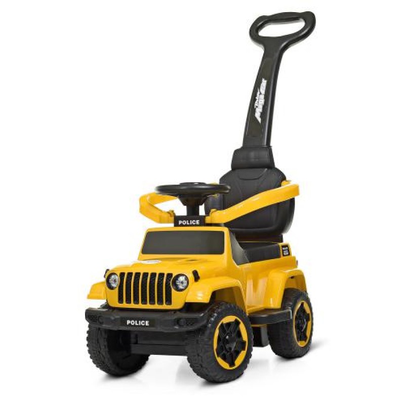 Каталка-толокар с родительской ручкой Полиция BAMBI M 4288-6 желтый
