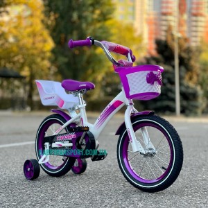 Велосипед для девочки 3-5 лет с корзиной и сиденьем для куклы CROSSER KIDS BIKE 14" фиолетовый