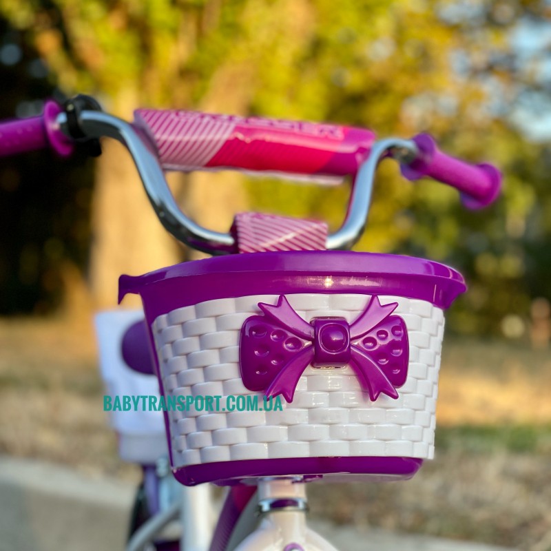 Велосипед для дівчинки 2-4 роки з кошиком і сидінням для ляльки CROSSER KIDS BIKE 12" фіолетовий
