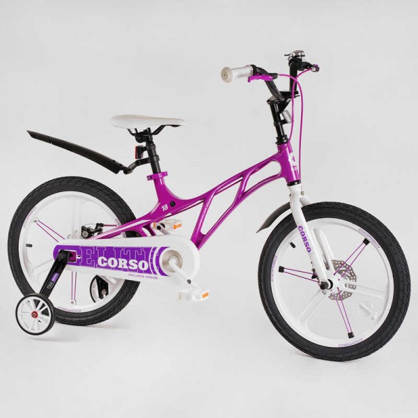 Велосипед магнієвий для дівчинки від 6 до 9 років, 18" дюймів CORSO Elit EL-40011 бузковий