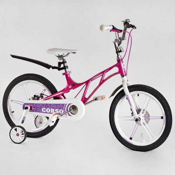 Велосипед магнієвий для дівчинки від 6 до 9 років, 18" дюймів CORSO Elit EL-50566 бузковий