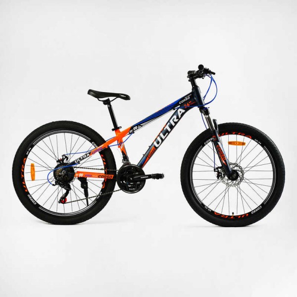 Велосипед підлітковий спортивний 26" дюймів, рама 13", обладнання Shimano, CORSO ULTRA UL-26041 (3*7s) синій