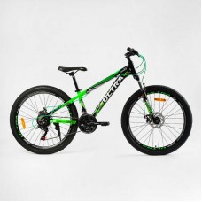 Велосипед підлітковий спортивний 26" дюймів, рама 13", обладнання Shimano, CORSO ULTRA UL-26654 (3*7s) зелений