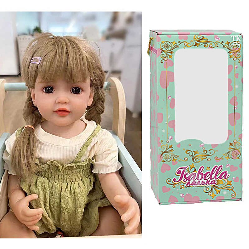 Лялька QM 128 (12) "TK Group", висота: 50 см, гумова, імітація скляних очей, пустушка, пляшечка, памперс, шкарпетки, в коробці