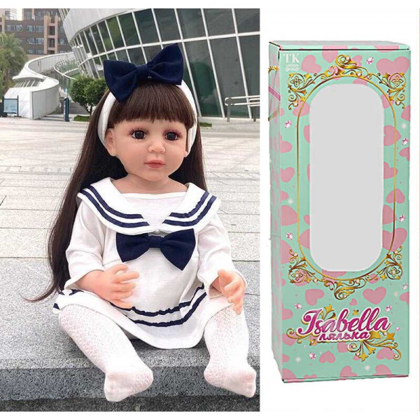 Лялька QM 121 (12) "TK Group", висота: 50 см, гумова, імітація скляних очей, пустушка, пляшечка, памперс, шкарпетки, заколка, в коробці