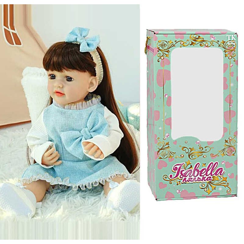 Лялька QM 88010 (12) "TK Group", висота: 50 см, гумова, імітація скляних очей, пустушка, пляшечка, памперс, взуття, пов’язка, в коробці