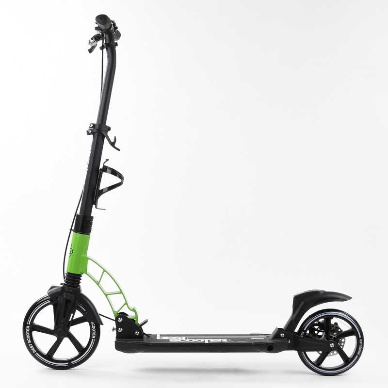 Двухколесный самокат с дисковым тормозом Best Scooter 49161 черный с зеленым