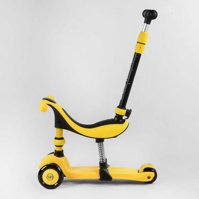 Самокат-велобіг 3в1 триколісний з ручкою Best Scooter BS-38804 жовтий