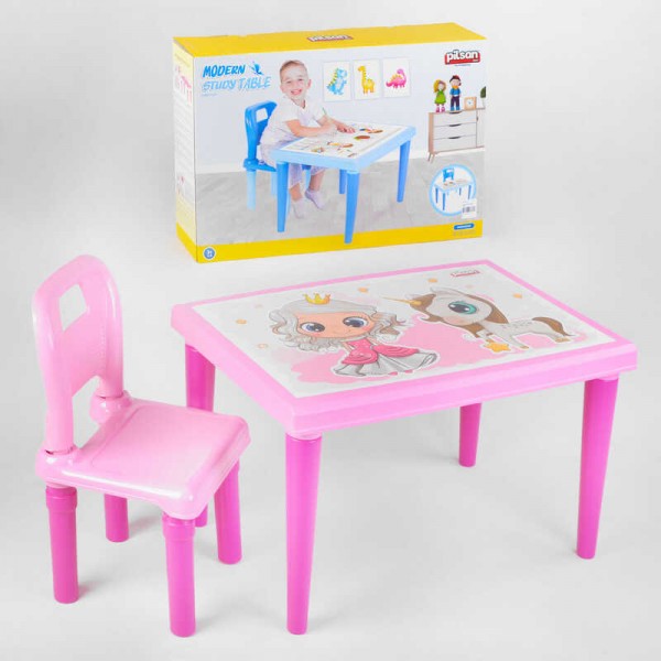 Дитячий стіл зі стільчиком пластиковий Pilsan 03-516 рожевий