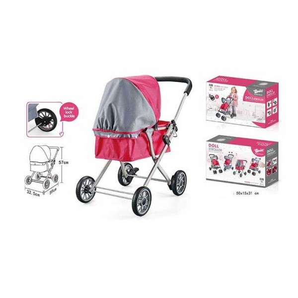 Іграшковий візок для ляльки SO 617-3 B рожево-сірий