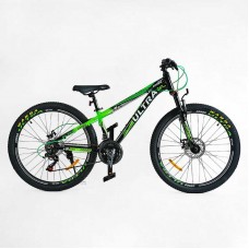 Велосипед підлітковий спортивний 26" дюймів, рама 13", вилка з перемикачем, CORSO ULTRA UL-26654-1 (3*7s) зелений