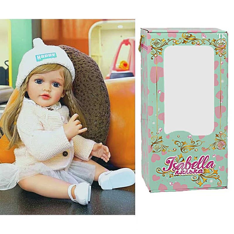 Лялька QM 149 (12) "TK Group", висота: 50 см, гумова, імітація скляних очей, пустушка, пляшечка, памперс, шапочка, взуття, в коробці