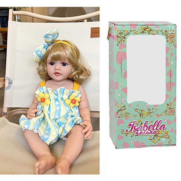 Лялька QM 132 (12) "TK Group", висота: 50 см, гумова, імітація скляних очей, пустушка, пляшечка, памперс, прикраса, в коробці