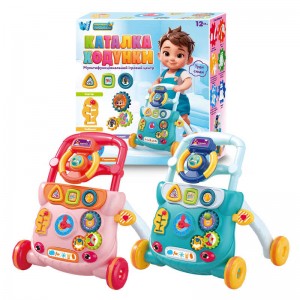 Каталка-ходунки 47256 (12) "WToys", 2 кольори, ОЗВУЧУВАННЯ УКРАЇНСЬКОЮ МОВОЮ, шестерні, геометричний сортер, іграшкове кермо, в коробці