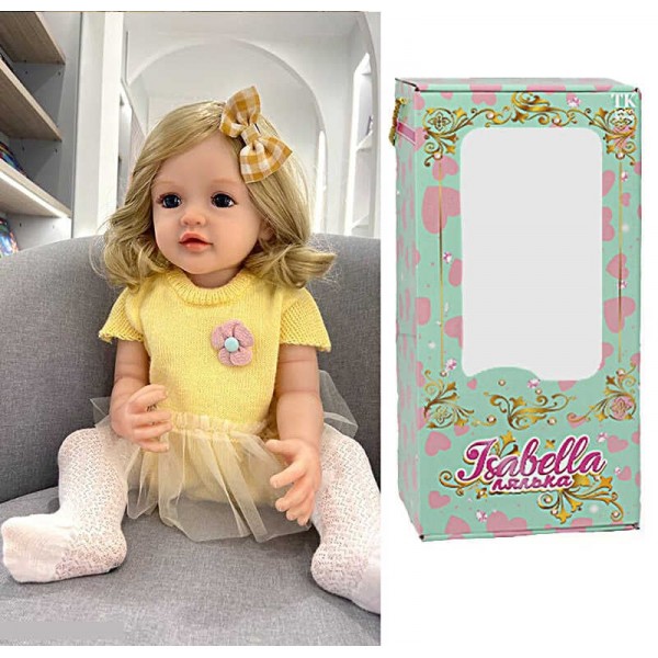 Лялька QM 130 (12) "TK Group", висота: 50 см, гумова, імітація скляних очей, пустушка, пляшечка, памперс, шкарпетки, прикраса, в коробці