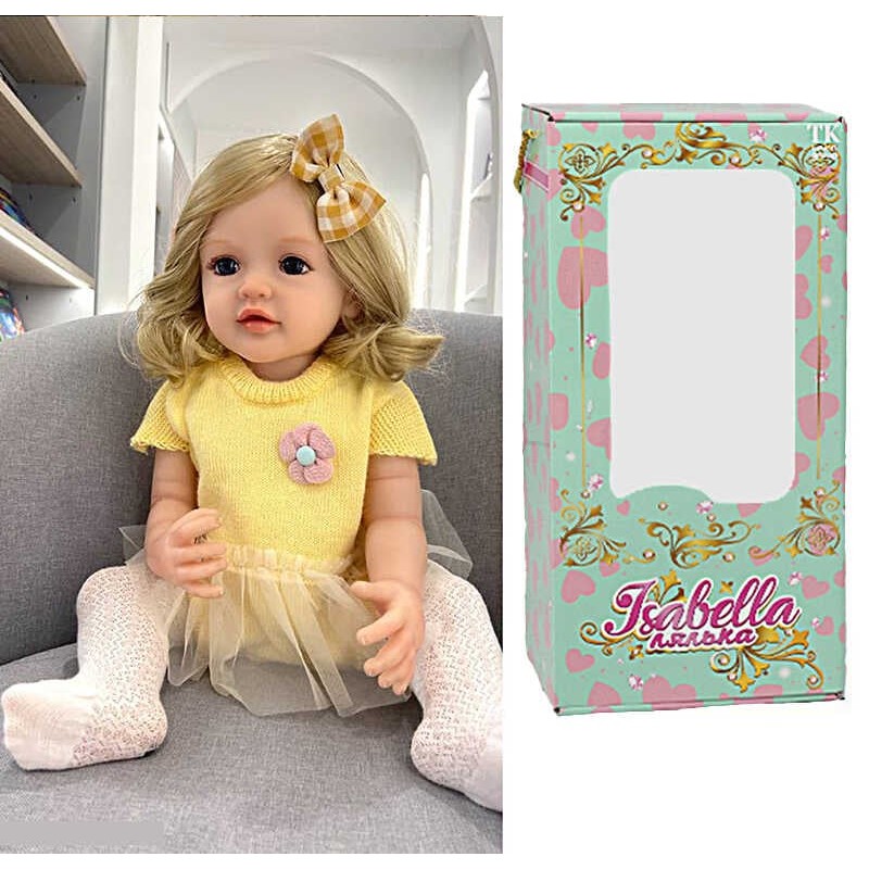 Лялька QM 130 (12) "TK Group", висота: 50 см, гумова, імітація скляних очей, пустушка, пляшечка, памперс, шкарпетки, прикраса, в коробці