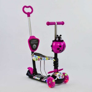 Дитячий самокат 5в1 Best Scooter Сонечко з бортиками 62310 абстракція рожевий