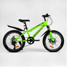 Дитячий спортивний велосипед 20" дюймів, рама 11" CORSO CRANK CR-20711 (1*7s) зелений