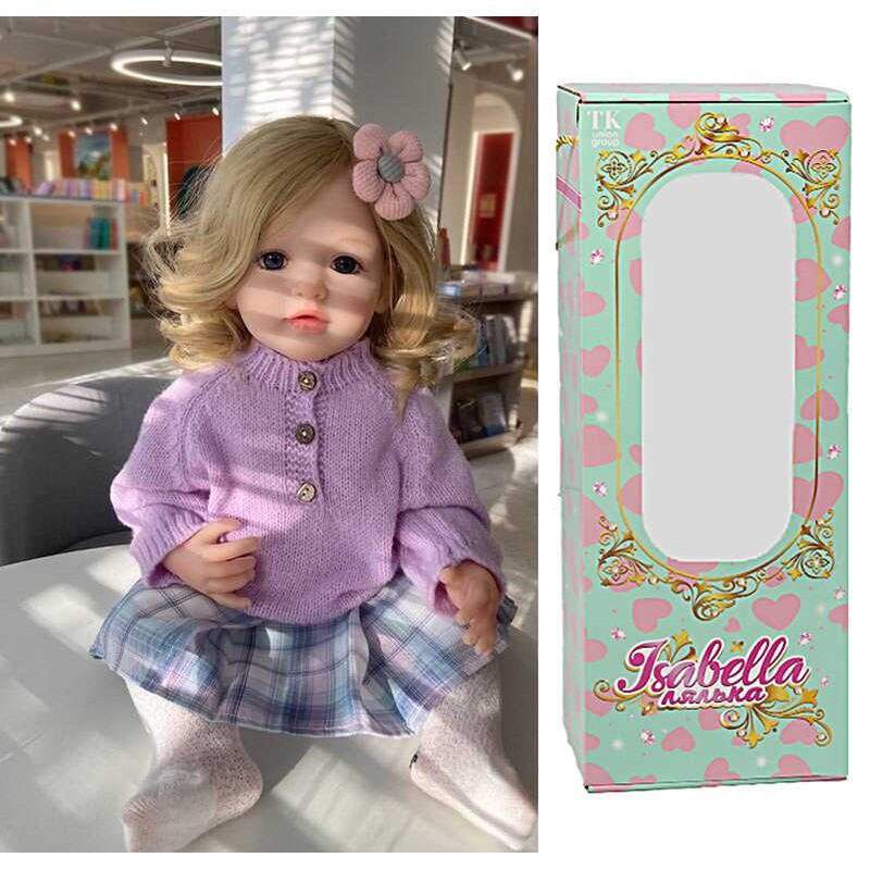 Лялька QM 131 (12) "TK Group", висота: 50 см, гумова, імітація скляних очей, пустушка, пляшечка, памперс, шкарпетки, заколка, в коробці