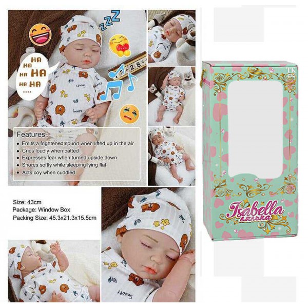 Пупс QM 24008 A (12) "TK Group", функціональний, висота: 42 см, гумовий, озвучені репліки англ. мовою, аксесуари, в коробці