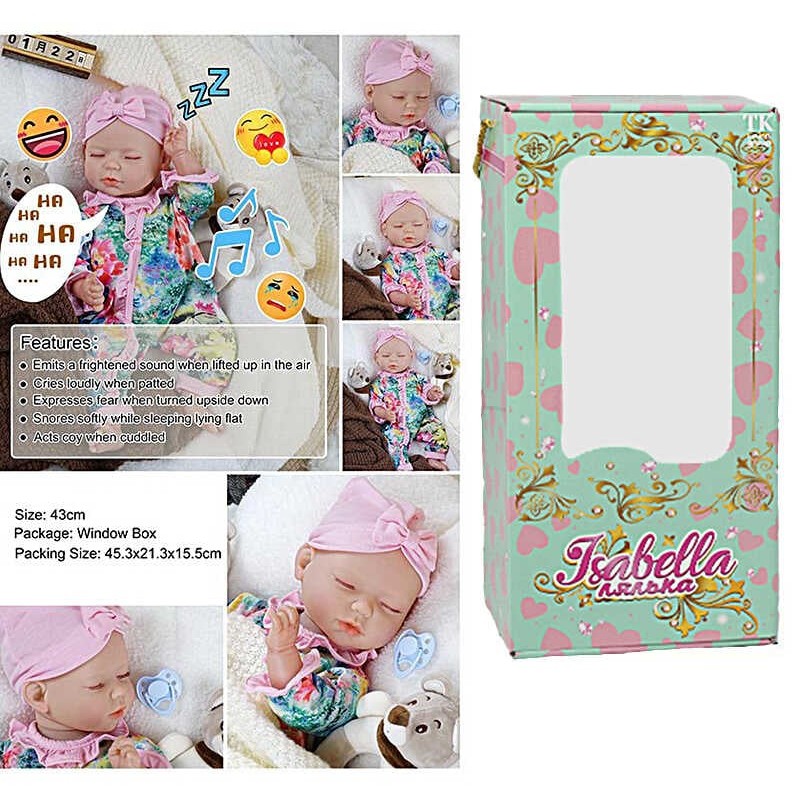 Пупс QM 240019 A (12) "TK Group", функціональний, датчик руху, звуки, висота: 42 см, гумовий, озвучені репліки англ. мовою, аксесуари, в коробці