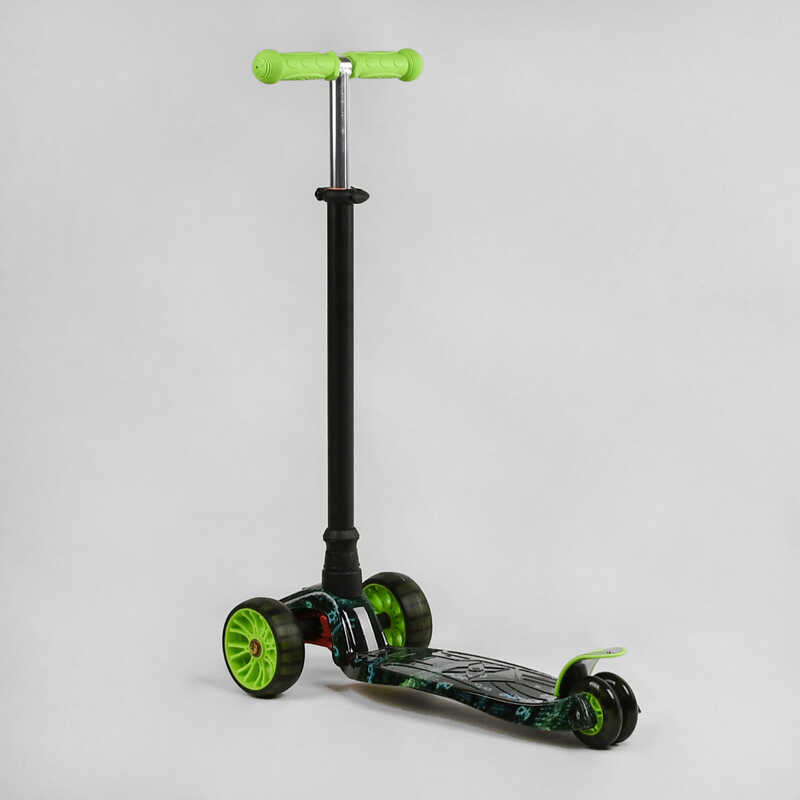 Самокат трехколесный MAXI S - 12309 (1) “Best Scooter”, съемный руль, колеса PU со светом, переднее 130х25 мм, задние сдвоенные 80х45 мм, в коробке