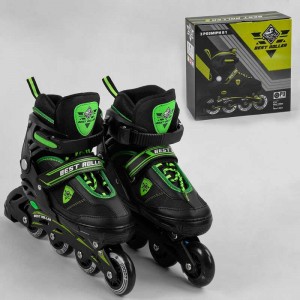 Ролики 30039-L Best Roller /размер 39-42/ (6) ЗЕЛЁНЫЕ, колёса PU, ПЕРЕДНЕЕ КОЛЕСО СВЕТ, d колес – 7 см, в коробке